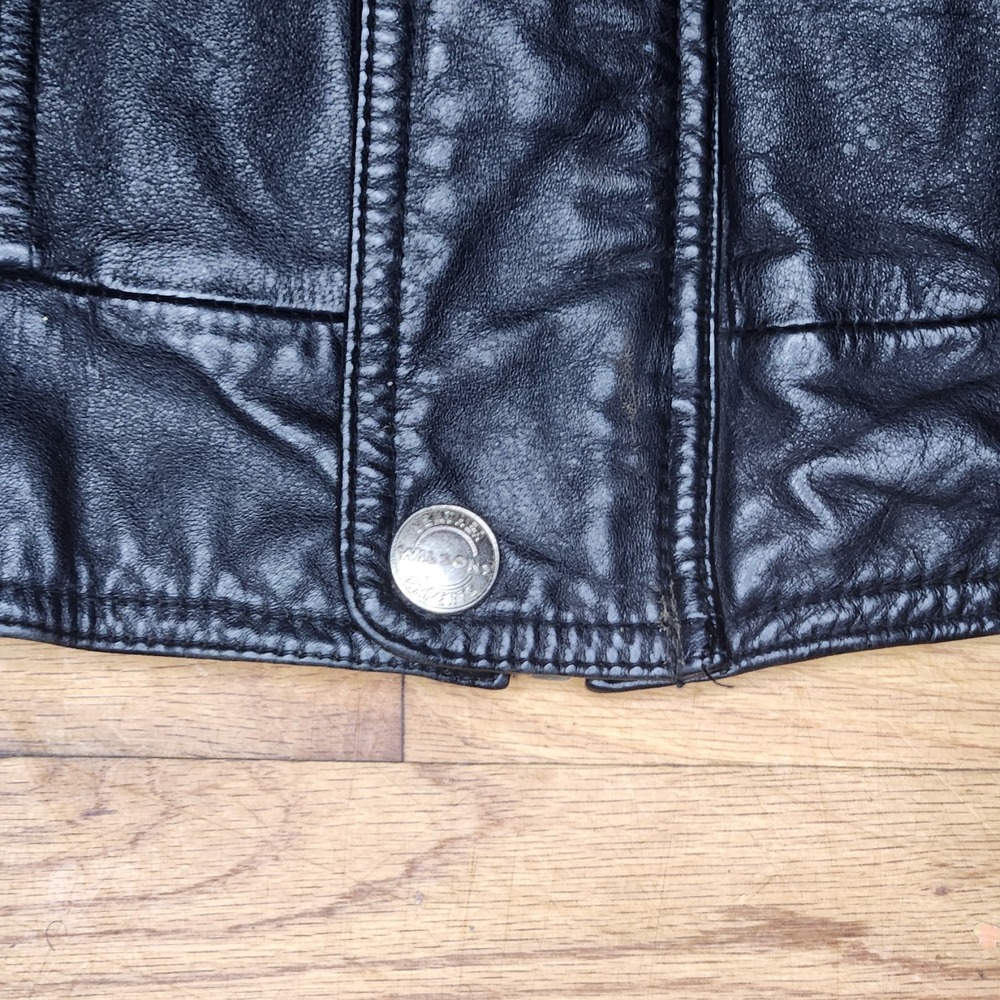 Vintage Wilson's Leather Bomber Jacket Men's XL Black Mock Neck Motorcycle - Picture 10 of 16
